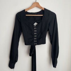 Zaful ribbon tie crop top